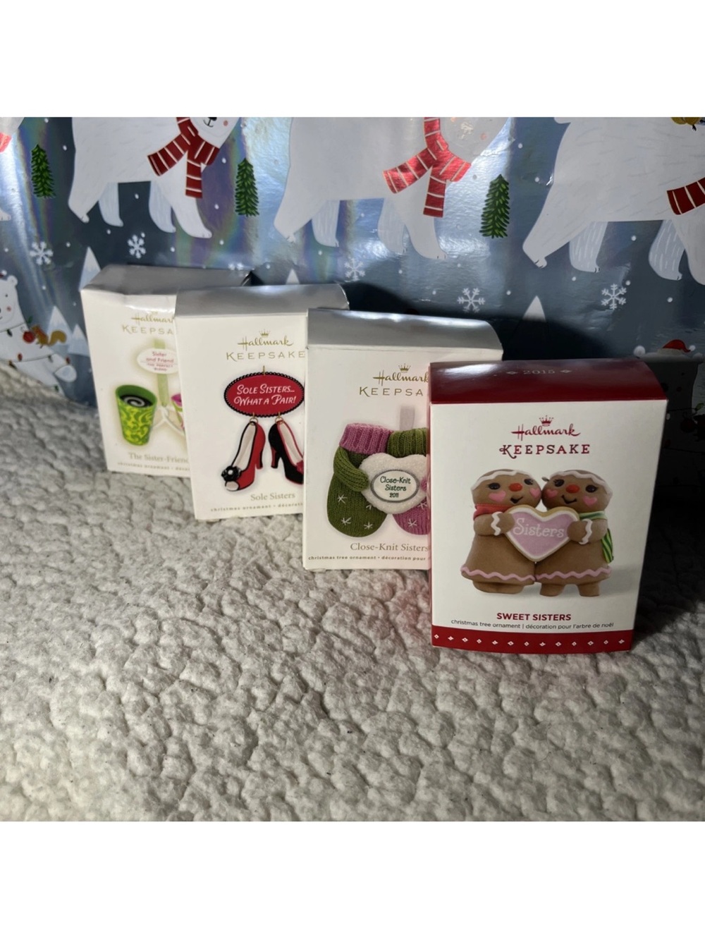 Hallmark Ornaments Lot 4 Sisters Sets Sole Close Knit Sweet